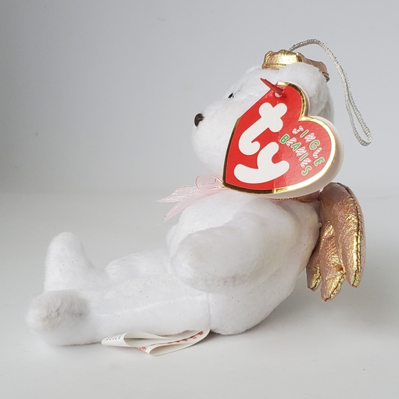 Vintage 2002 TY Halo II the Angel Bear Jingle Beanie Holiday Christmas Ornament - Picture 3 of 11